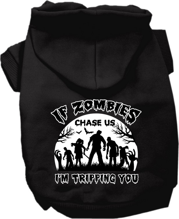 If Zombies Chase Us Screen Print Dog Hoodie Black Size XS